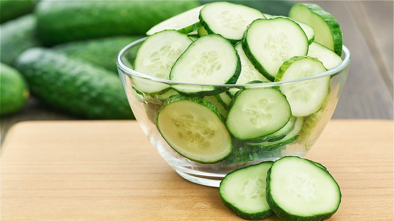 Freshly sliced cucumber