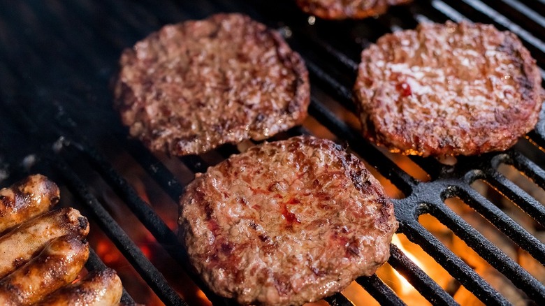 Burger patties on grill