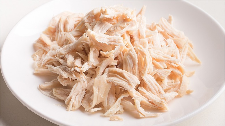 shredded chicken in bowl