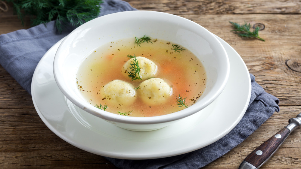 A bowl of matzo ball soup