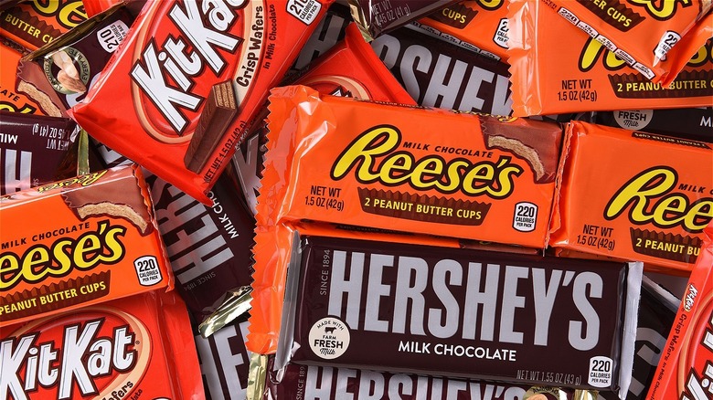 hershey's chocolate, reese's, and kit kats