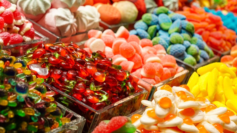 Assortment of candies in store