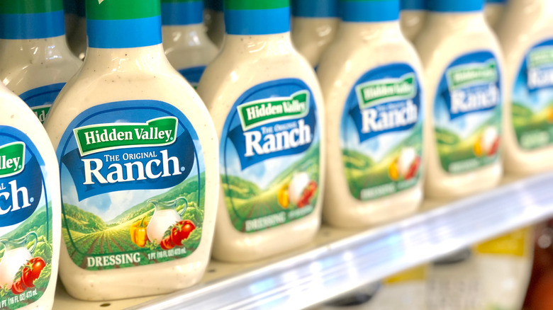 Bottles of Hidden Valley Ranch on store shelf