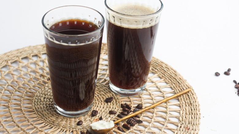 Two glasses of high protein coffee