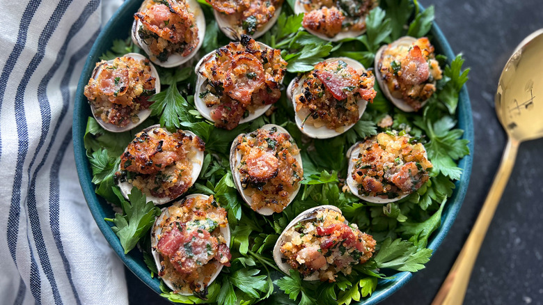 clams casino on parsley bed