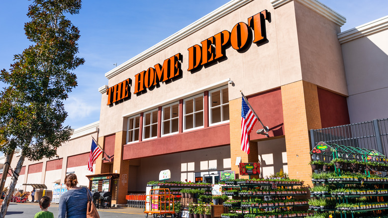 home depot storefront with plants