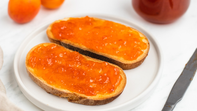 finished jam spread on toast
