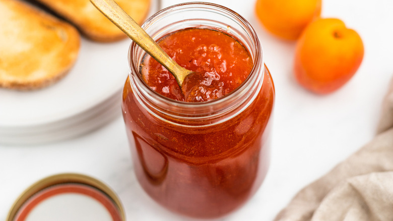 homemade apricot jam in jar