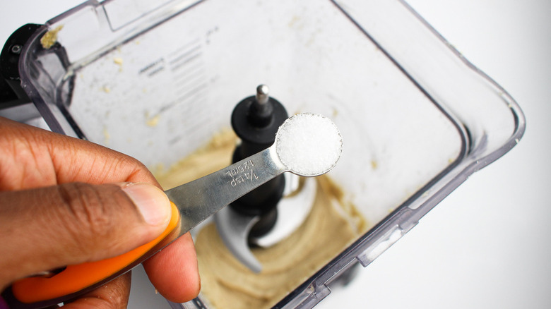 spoonful of salt into blender