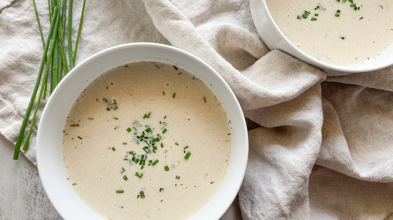 A bowl of Homemade Cream of Onion Soup