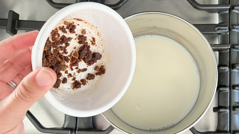 milk on a stove 
