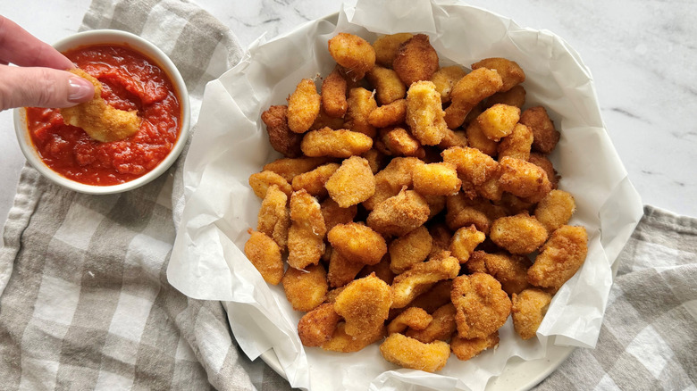 Fried cheese curds in bowl