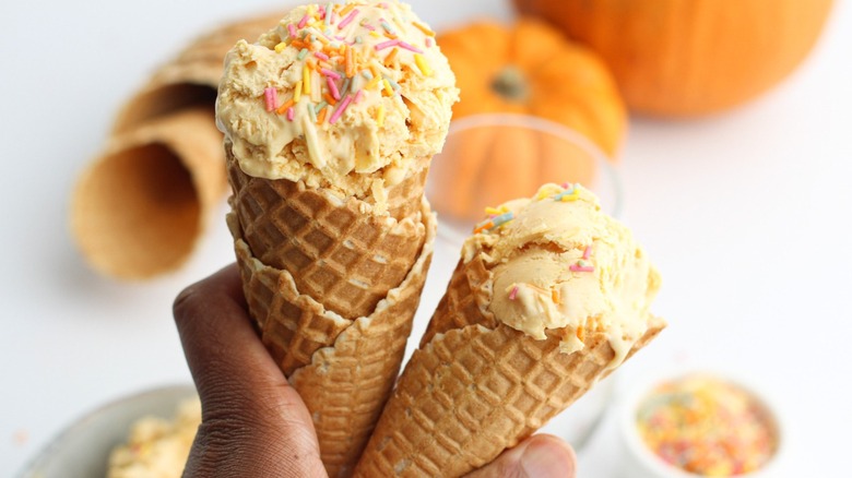 pumpkin ice cream in cones