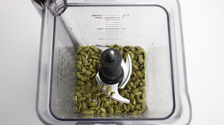 pumpkin seeds in a blender