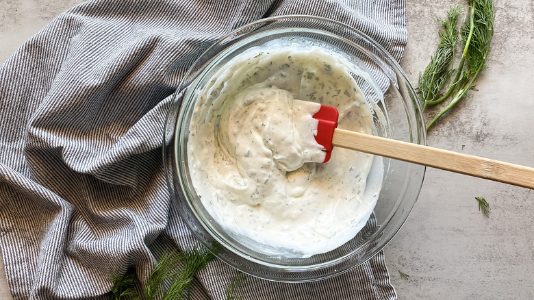 homemade ranch dressing in bowl