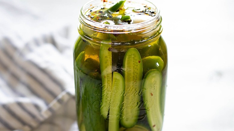jar of pickles on counter