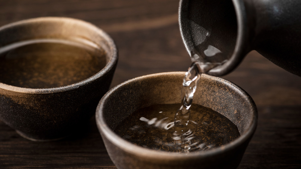 Bowls of rice wine and vinegar