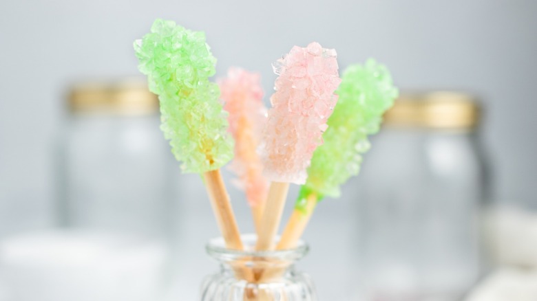 pink and green rock candy