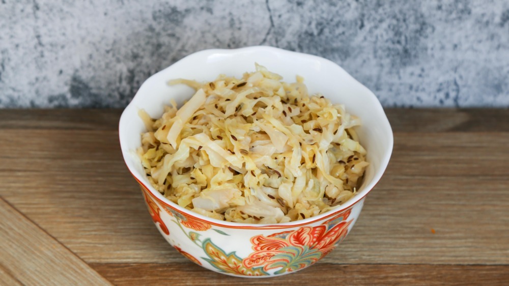 homemade sauerkraut in a bowl