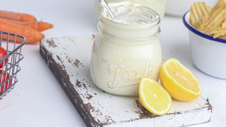 homemade sour cream in jar 