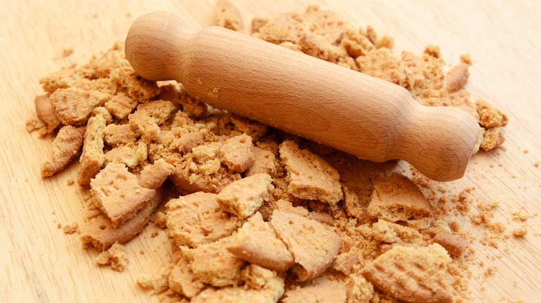 crushing cookies with rolling pin