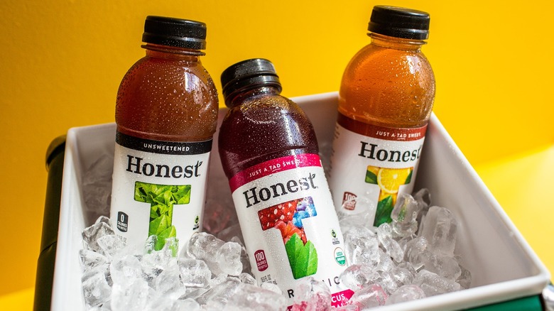 Three flavors of Honest Tea in cooler