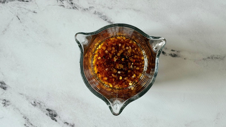 Honey garlic marinade in small bowl