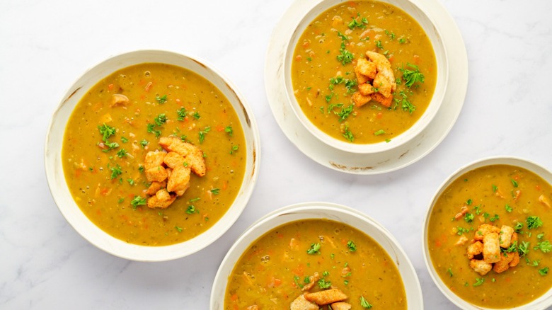 split pea soups in bowl