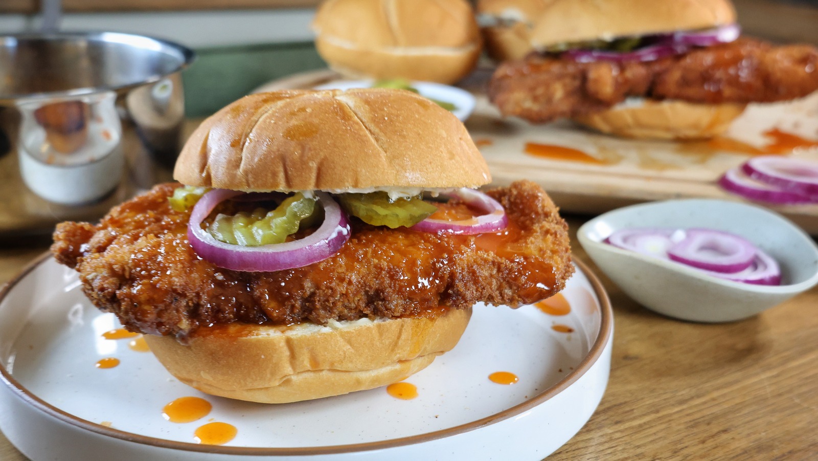 Hot Honey Fried Pork Tenderloin Sandwich Recipe