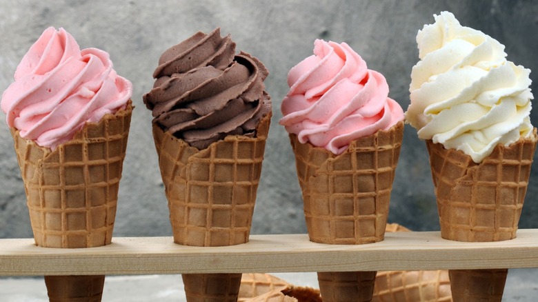 four ice cream cones