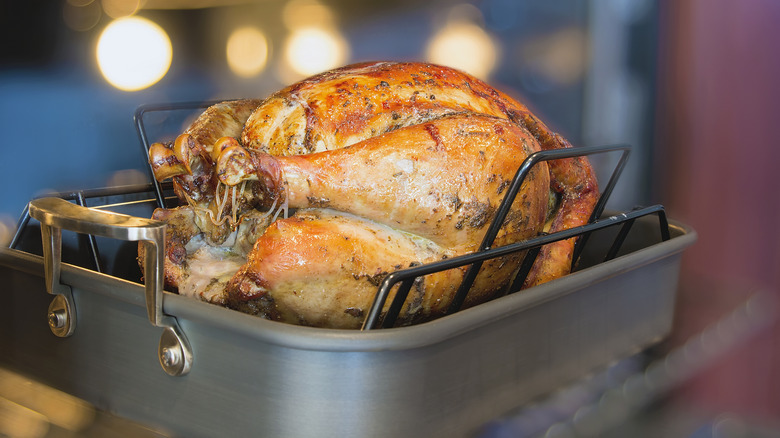 Thanksgiving turkey in roasting pan