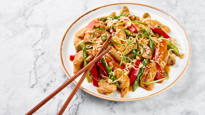 Chop suey with chopsticks