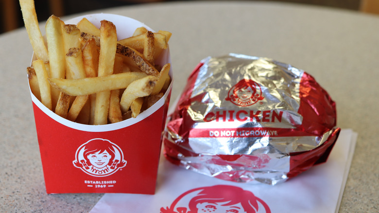 Wendy's chicken sandwich and fries