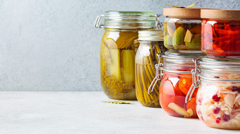 jars of pickled vegetables