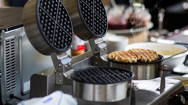 waffle iron at breakfast buffet