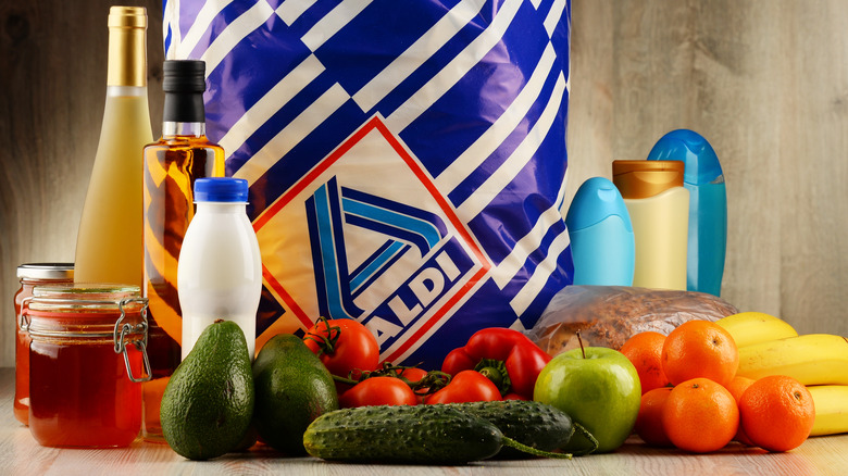 Aldi bag and groceries