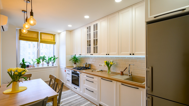 Cozy yellow kitchen interior