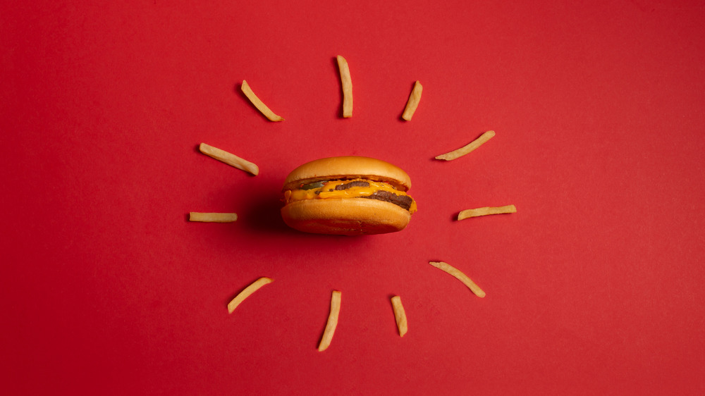 mcdonald's burger encircled by fries 