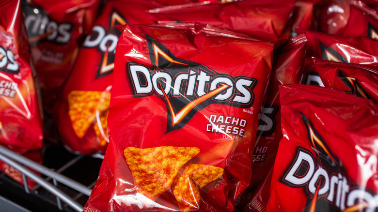 Bags of nacho cheese Doritos