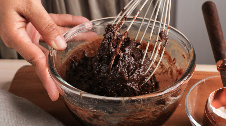 Brownie mix in bowl