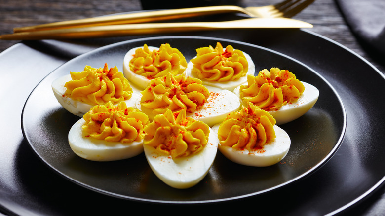 Plate of deviled eggs