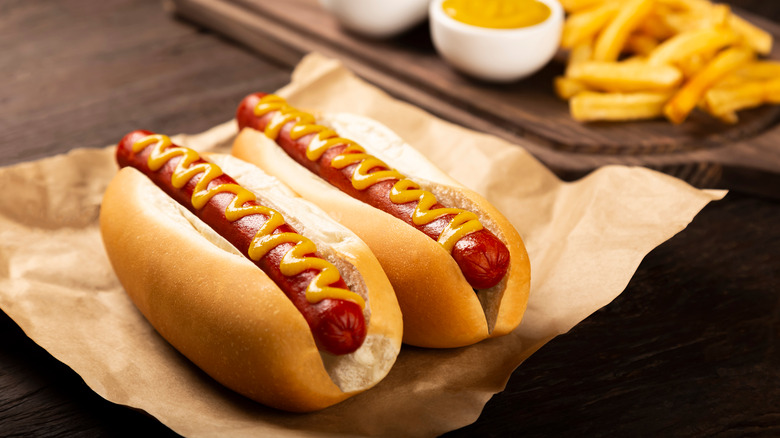 Hot dogs with mustard