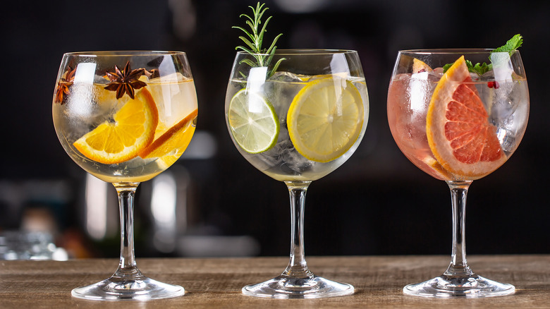 A selection of cocktails on bar