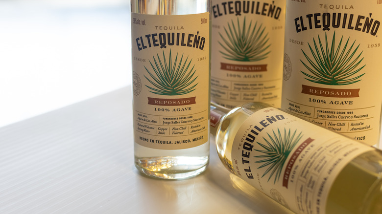 Tequila bottles with 100% agave on their label