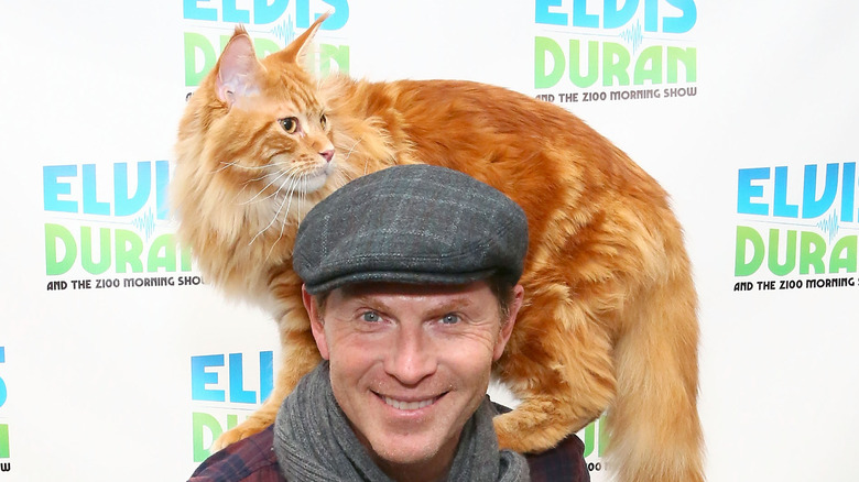 Bobby Flay and his cat Nacho 