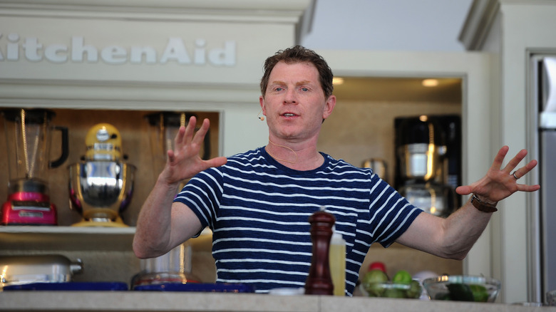 Bobby Flay in a striped shirt