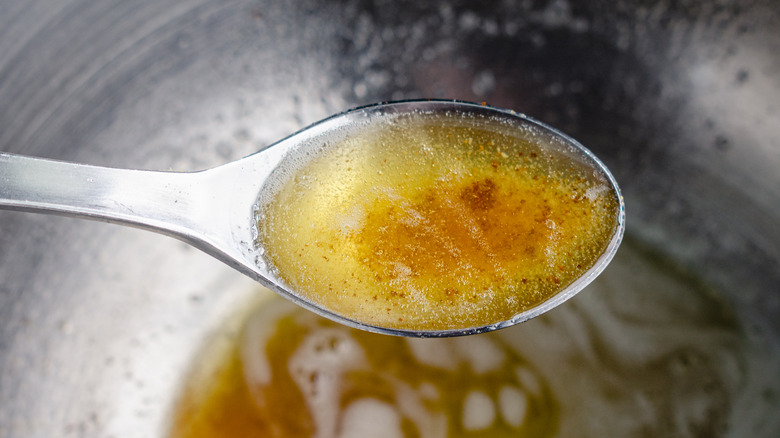 brown butter on spoon