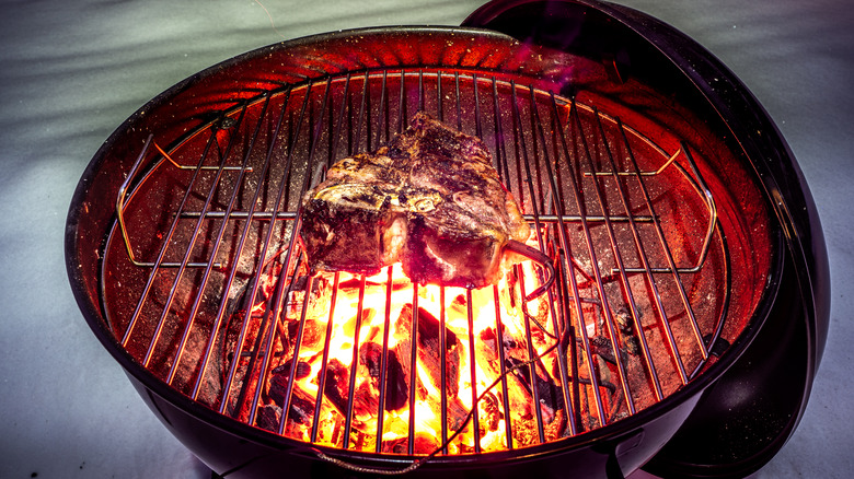 Steak on a Weber grill