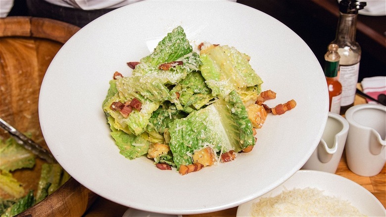 caesar salad prepared freshly tableside