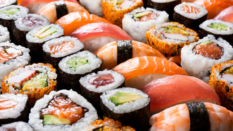 A variety of sushi styles